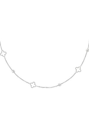 Halskette offene Kleeblätter Silber Edelstahl h5 